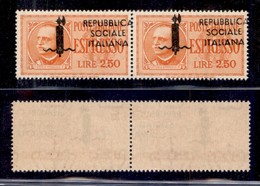 RSI - PROVVISORI - Espressi - 1944 - 2,50 Lire (22ha) - Coppia Con Soprastampe Oblique - Gomma Integra - Altri & Non Classificati