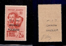 C.L.N. - ARIANO POLESINE - 1945 - 2.50 Lire Bandiera (Errani 46e + Aa) Con Doppia Soprastampa + Decalco (singolo) - Gomm - Sonstige & Ohne Zuordnung