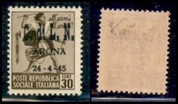 C.L.N. - ARONA - 1945 - 30 Cent (17) - Gomma Originale - Cert. AG (2.250) - Sonstige & Ohne Zuordnung