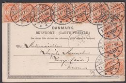 1902. Coat-of Arms. 1 Øre Orange 10 Ex RANDERS 21.9.02. To France.  (Michel 37) - JF321083 - Covers & Documents