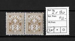 1906  ZIFFERMUSTER → Faserpapier Mit Wasserzeichen    ►SBK-2x80**◄ - Unused Stamps