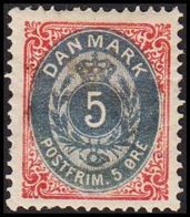 1875-1903. Bi-coloured. 5 Øre Rose/blue  (Michel 24) - JF317318 - Unused Stamps