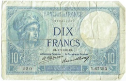 Billet. France. 10 (Dix) Francs. Minerve. 1-9-1932. - 10 F 1916-1942 ''Minerve''