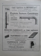 CALORIFUGE  En LIEGE  Benoit & Cie - Page De 1925 Catalogue Sciences & Tech. (Dims. Standard 22 X 30 Cm) - Autres Appareils