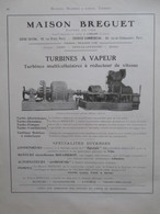 TURBINE A VAPEUR  Maison Bréguet Deville Les Rouen - Page De 1925 Catalogue Sciences & Tech. (Dims. Standard 22 X 30 Cm) - Autres Appareils