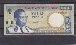 Congo Ex Belgian 1000 Fr 1961 Kasavubu ( NO  Cancel Holes ) - Democratic Republic Of The Congo & Zaire