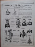 ROBINET SOUPAPE  Decock à Tourcoing  - Page De 1925 Catalogue Sciences & Tech. (Dims. Standard 22 X 30 Cm) - Other Apparatus