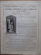 CONTROLEUR Gaz De Combustion  - Page De 1925 Catalogue Sciences & Tech. (Dims. Standard 22 X 30 Cm) - Otros Aparatos