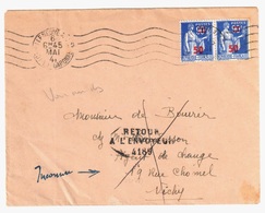 VILLENEUVE Sur LOT Lot Et Garo Lettre Destination Vichy Retour Envoyeur GC 4189 90C Paix Surcharge 50c Yv 482 Ob 1941 - Cartas & Documentos