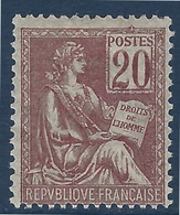 FRANCE Mouchon 1900 N°113**, 20c Brun Lilas Fraicheur Postale Signé Calves - 1900-02 Mouchon