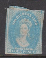 Australia-Tasmania SG 36 1857 Four Pence  Pale Blue,imperforate,mint Hinged - Mint Stamps