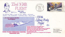 USA 1975  NASA Flight Research Center 22nd X-24B  Flight  Commemorative Cover - América Del Norte