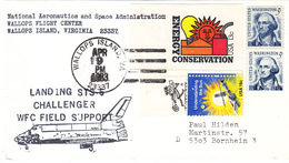 1983 USA  Space Shuttle Challenger STS-6 Landing WFC Field Support  Commemorative Cover - Amérique Du Nord