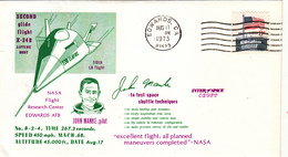 USA 1973  NASA Flight Research Center Second Glide Flight X-24B Lifing BodyFlight Commemorative Cover - América Del Norte