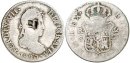 1841-MN-10 CUBA ESPAÑA SPAIN 1841 RESELLO TRINIDAD VIQUE. 2r 1820 FERNANDO VII SEVILLA COUNTERMARK. - Cuba