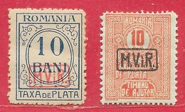 Roumanie Occupation Allemande Taxe N°2 10b Bleu Sur Vert & N°6 10b Rouge Sur Vert 1918 ** & * - Occupations