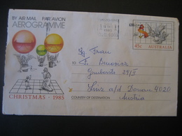 Australien- Aerogramm Als Ganzsache Gelaufen 1985 Von Brisbane Nach Linz/Donau - Enteros Postales