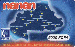 Burkina Faso, Onatel Nanan Recharge 5000 FCFA, Map - Burkina Faso