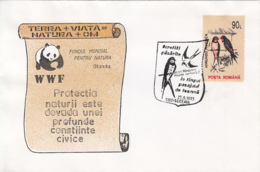 BIRDS, BARN SWALLOW, SPECIAL POSTMARK AND STAMP ON WWF SPECIAL COVER, 1993, ROMANIA - Hirondelles