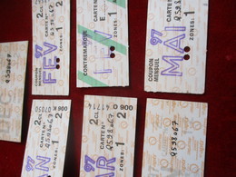 Tickets Ancien / Metropolitain/2émeClasse  / 7 Coupons Mensuels De Carte Orange /1996 - 1997   TCK3 - Europa