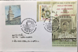 Vatican, Circulated Cover To Portugal, "Filatelic Event", "MilanoFIL", "Sanctuaries", "Architecture", "Earthquakes",2010 - Lettres & Documents