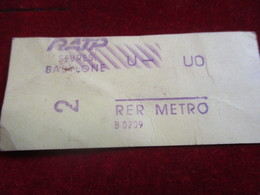 1 Ticket Ancien /RER METRO/ 2émeClasse  / SEVRES BABYLONE /vers 1990  TCK5 - Europa