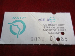 1 Ticket Ancien /RATP BUS/  /vers 1990  TCK9 - Europa