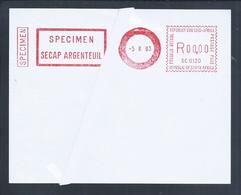 Rare Specimen SECAP Argenteuil Franchise From South Africa, 1993. Spécimen Rare Franchise SECAP Argenteuil D'Afrique Sud - Affrancature Meccaniche/Frama
