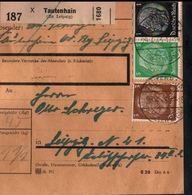 ! 1943 Paketkarte Deutsches Reich, Tautenhain Nach Leipzig, Zusammendrucke - Briefe U. Dokumente