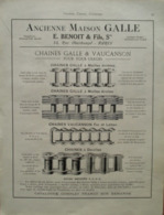 CHAINES Galle & Vaucanson  - Page De 1925 Catalogue Sciences & Tech. (Dims. Standard 22 X 30 Cm) - Otros Aparatos