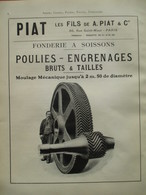ENGRENAGES  Ets PIAT & Cie (Fonderie à Soissons)  - Page De 1925 Catalogue Sciences & Tech. (Dims. Standard 22 X 30 Cm) - Machines
