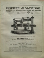 Machine TOUR VERTICAL  Sté Alsacienne  - Page De 1925 Catalogue Sciences & Tech. (Dims. Standard 22 X 30 Cm) - Machines