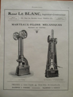 Machine MARTEAU PILON à Courroie  René Le Blanc   - Page De 1925 Catalogue Sciences & Tech. (Dims. Standard 22 X 30 Cm) - Machines