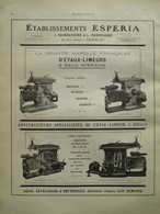 Machine ETAU LIMEUR  Esperia  Paris   - Page De 1925 Catalogue Sciences & Tech. (Dims. Standard 22 X 30 Cm) - Maschinen