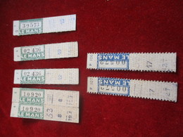 7 Tickets Anciens  Usagés  /BUS / LE MANS / Différents ( 5 Verts , 2 Bleus   /Vers 1930-1950  TCK13 - Europa