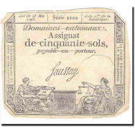 France, 50 Sols, Other, 1793, 1793-05-23, TTB, KM:A70b - Assignats