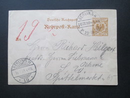 Ganzsache / Rohrpost Karte RP 8 Berlin P 12 Und Ak Stempel Berlin 19 (Spittalmarket) 1899 - Cartas