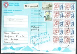 Czeslaw Slania. Greenland 1992. Parcel Card. Parcel Sent From Scoresbysund To Denmark. - Pacchi Postali