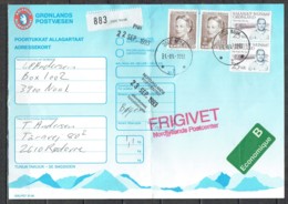 Czeslaw Slania.Greenland 1993. Parcel Card. Economy Parcel Sent From Nuuk To Denmark. - Paketmarken