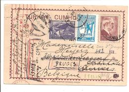 Posta Karti 4 1/2Ks 1943-Mi.P62 Izmir 11.7.44>Belgique OKW Zensur - Ganzsachen