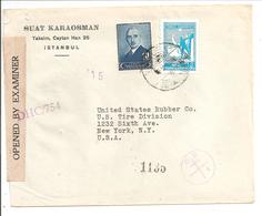 Istanbul>New York WW II Censuré-Examined - Storia Postale