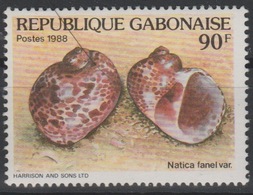 Gabon Gabun 1988 Mi. A1026 Coquillages Shells Crustacés Crustaceans Natica Fanel Var. RARE ! - Coneshells