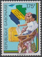 Gabon Gabun 1989 Mi. 1051 Journée Mondiale De La Poste 9 Octobre Karte Map Carte Drapeau Flag Weltposttag RARE - Gabun (1960-...)
