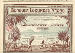 PART DE FONDATEUR ILLUSTREE " BONGOLA  LOKUNDJE N'YONG *DOUALA-CAMEROUN - LOT DE 3 PARTS - ANNEE 1927 - Africa