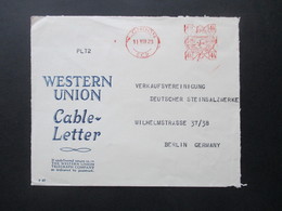 GB 1929 Freistempel London Postage Paid Umschlag Western Union Cable - Letter Telegraph Company Nach Berlin - Storia Postale