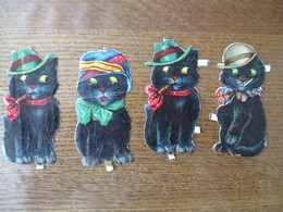 4 CHATS HABILLES  8,5cm/4cm - Animales