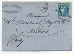 YT N°46 Sur Lettre De Bordeaux / Dept 32 Gironde / Mai 1871 - 1849-1876: Classic Period
