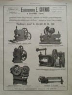 Machine Outil Pour TOLERIE - Ets CORNAC à Castres (Tarn) - Page Catalogue Technique De 1925 (Dims Env 22 X 30 Cm) - Tools