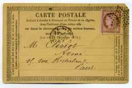 Etoile De Paris N°20 Sur Carte Précurseur / Dept 60 Seine / TP Ceres / 1875 - 1849-1876: Classic Period