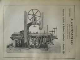 Machine Outil SCIERIE  à Ruban  ALbert PESANT & Cie à MAUBEUGE - Page Catalogue Technique De 1925 (Dims Env 22 X 30 Cm) - Tools